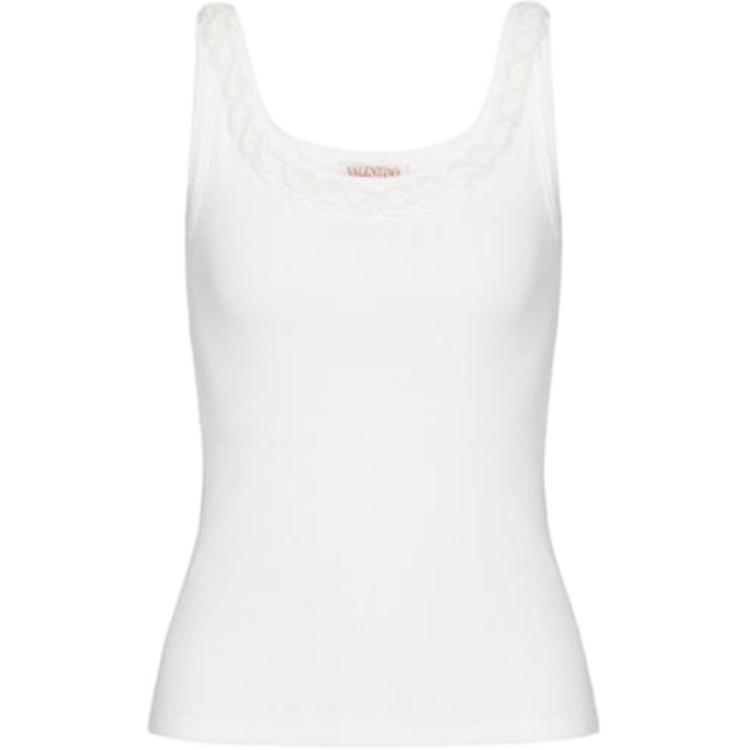 (Women) Valentino  Embroidered Crewneck Sleeveless Pullover Tank Top White BMC01X8RJ-0BO 圖 2