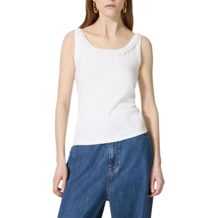 (Women) Valentino  Embroidered Crewneck Sleeveless Pullover Tank Top White BMC01X8RJ-0BO 圖 4