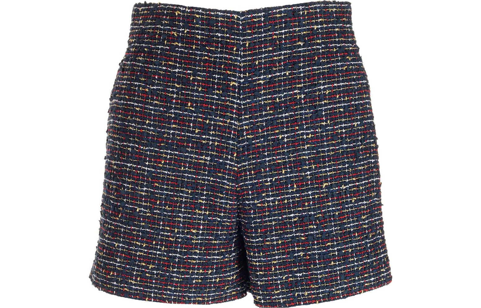 (Women) Valentino  FW22 Blue Tweed Mixed Casual Straight Shorts. 1B3RF2677AHET6