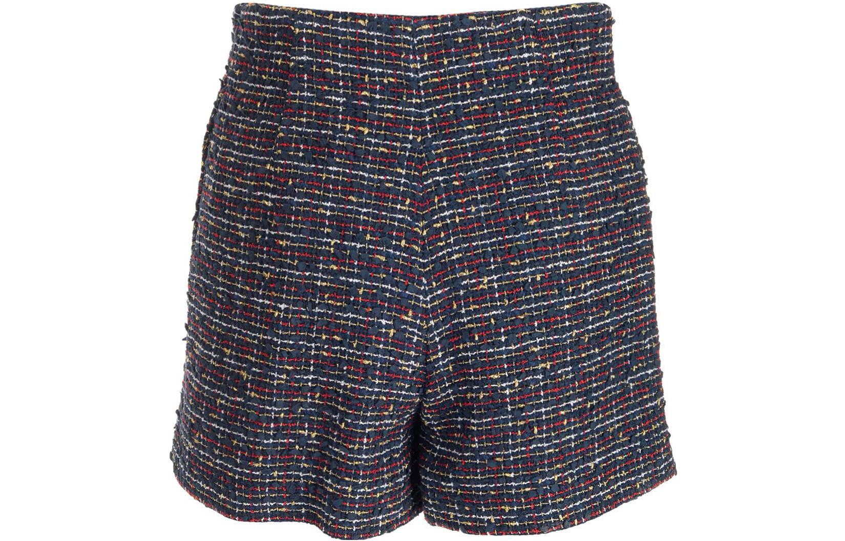 Lookbook (Women) Valentino  FW22 Blue Tweed Mixed Casual Straight Shorts. 1B3RF2677AHET6