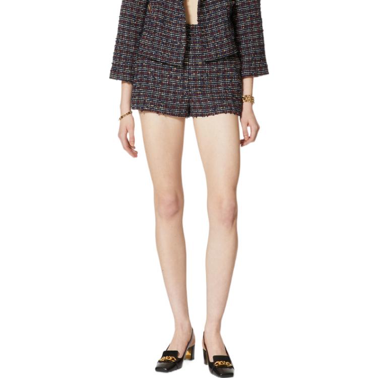 Details for (Women) Valentino  FW22 Blue Tweed Mixed Casual Straight Shorts. 1B3RF2677AHET6