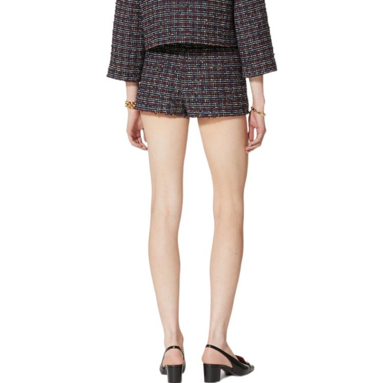 Sizing (Women) Valentino  FW22 Blue Tweed Mixed Casual Straight Shorts. 1B3RF2677AHET6