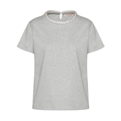 (Women) Valentino Grey Crewneck Slim Fit Short Sleeve Regular T-Shirt BMG21S872080