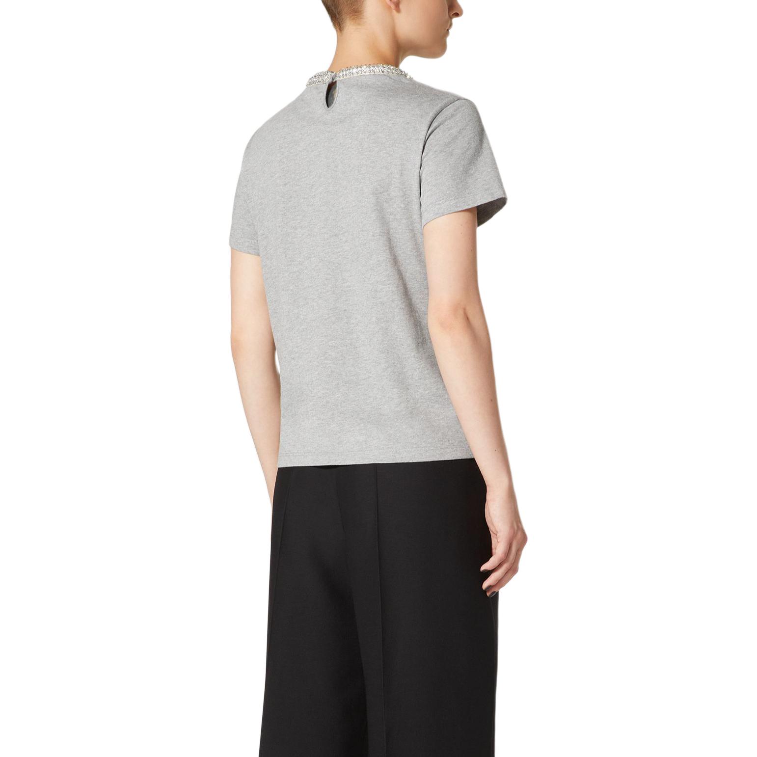 (Women) Valentino  Grey Crewneck Slim Fit Short Sleeve Regular T-Shirt BMG21S872080 圖 4