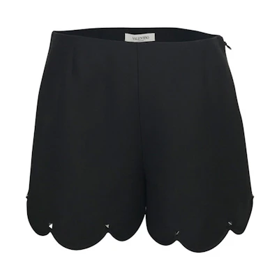 (Women) Valentino High-Waist Straight Casual Shorts with Floral Trim. QB3RF0L51CF0NO