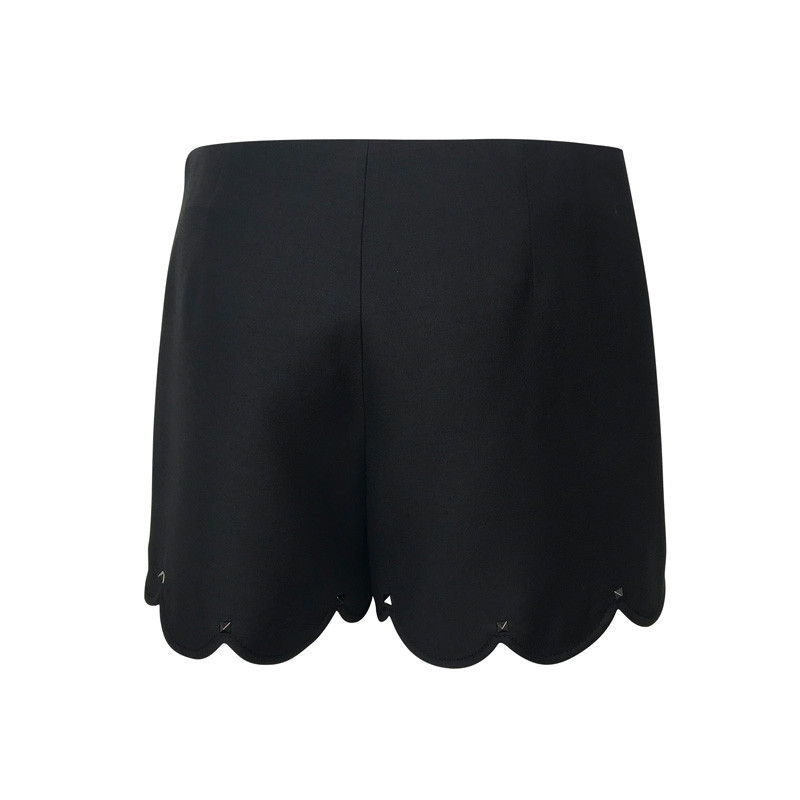 Lookbook (Women) Valentino  High-Waist Straight Casual Shorts with Floral Trim. QB3RF0L51CF0NO