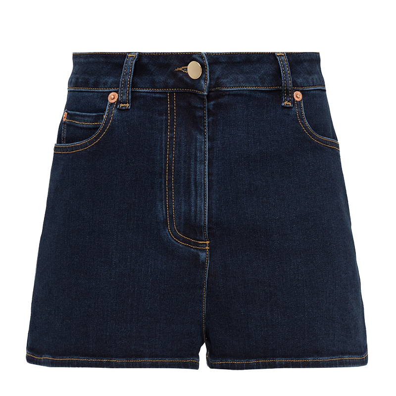 Order (Women) Valentino  High-Waisted V-Pocket Denim Shorts Deep Blue TB3DD09G55A