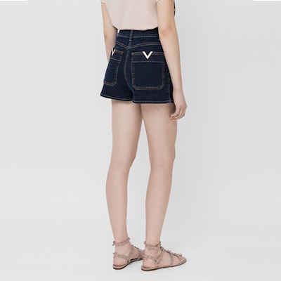 (Women) Valentino High-Waisted V-Pocket Denim Shorts Deep Blue TB3DD09G55A Shop (Women) Valentino High-Waisted V-Pocket Denim Shorts Deep Blue TB3DD09G55A