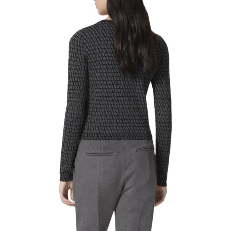 Shop (W) 발렌티노 로고 자수 니트 가디건 블랙/그레이 BKA08I8QVZPH