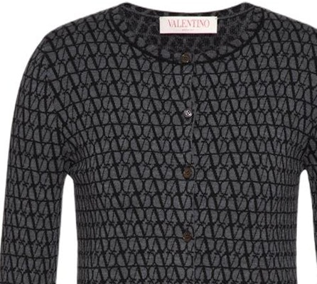 (W) 발렌티노 로고 자수 니트 가디건 블랙/그레이 BKA08I8QVZPH Details for (W) 발렌티노 로고 자수 니트 가디건 블랙/그레이 BKA08I8QVZPH