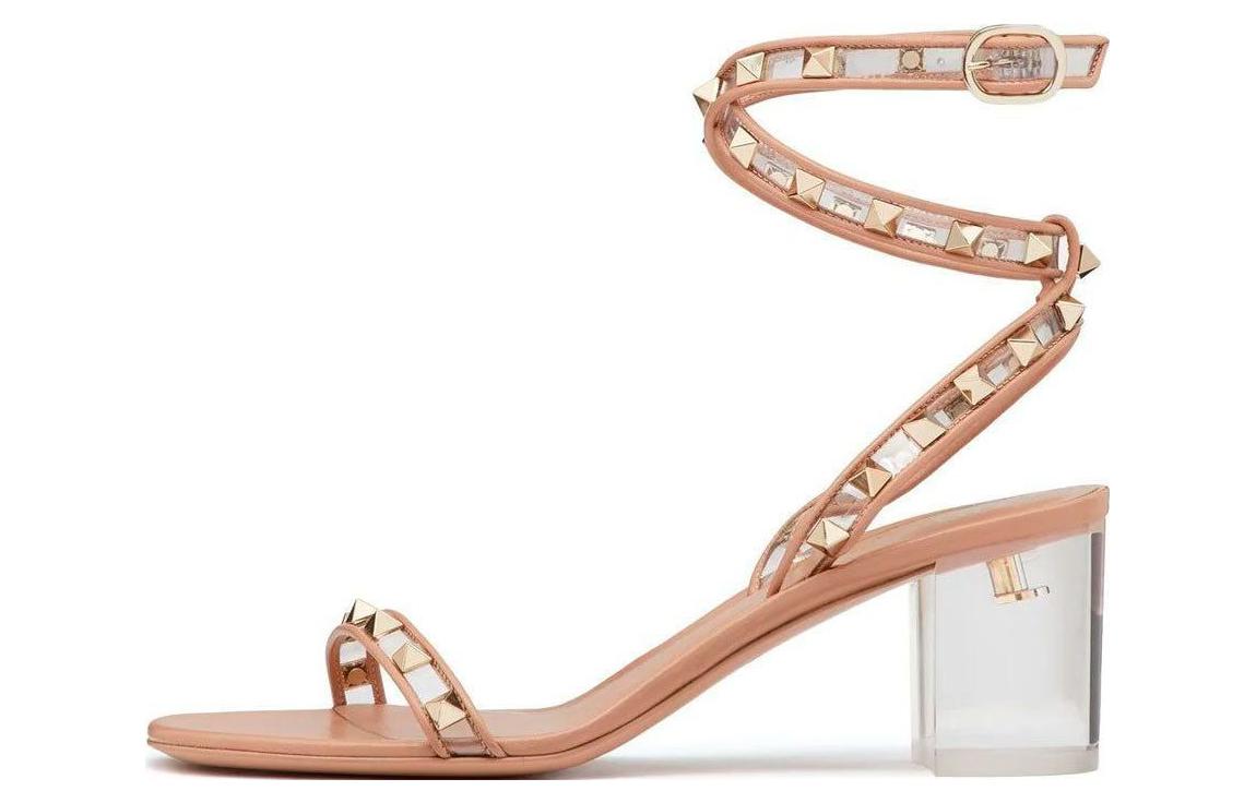 (W) Valentino 'Nude Ankle-Strap Fashion Slide'