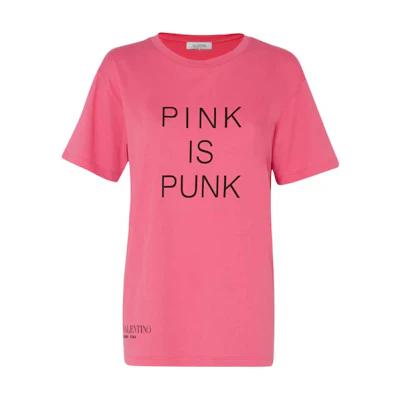 (Women) Valentino Pink Letter Print Round Neck Short Sleeve T-Shirt. PB3MG06V3U50HO