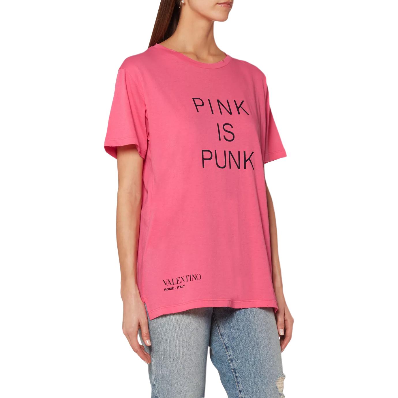 (Women) Valentino  Pink Letter Print Round Neck Short Sleeve T-Shirt. PB3MG06V3U50HO 圖 5