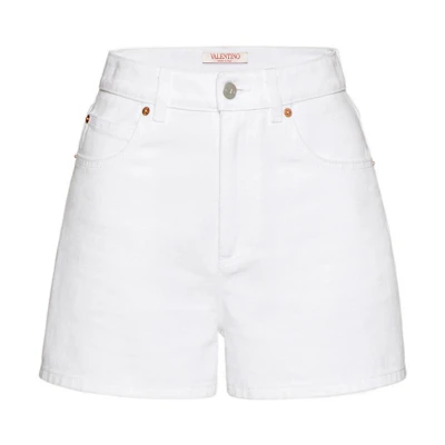 (Women) Valentino Qixi Limited Edition Logo Print Denim Shorts. 1B3DDSV27L6A33