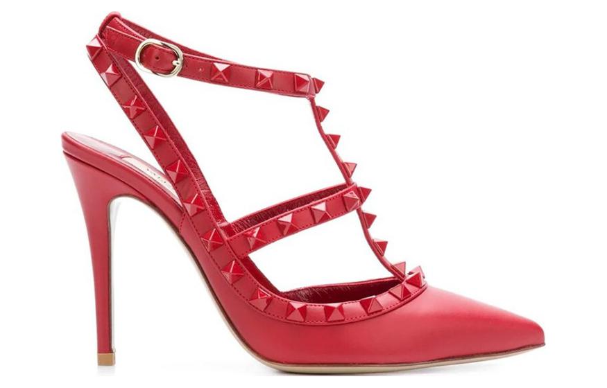 Order (W) Valentino Sepatu Stiletto Kulit Merah Hak Tinggi Terkenal QW1S0393VB80RO