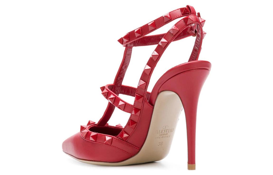 Shop (W) Valentino Sepatu Stiletto Kulit Merah Hak Tinggi Terkenal QW1S0393VB80RO