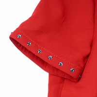 Shop (Women) Valentino Red SS22 Solid Color Short Sleeve Dress with Stud Details TB3VAQH54EJ157
