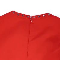 Sizing (Women) Valentino Red SS22 Solid Color Short Sleeve Dress with Stud Details TB3VAQH54EJ157