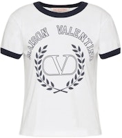 (Women) Valentino Short Sleeve T-Shirt with Contrast Trim and Logo Print. 1B3MG18N7CAQE6 (Women) Valentino Short Sleeve T-Shirt with Contrast Trim and Logo Print. 1B3MG18N7CAQE6