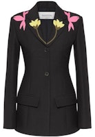 (Women) Valentino Slim Fit Blazer Black with Floral Embroidery. XB3CE2Q71CFK92 (Women) Valentino Slim Fit Blazer Black with Floral Embroidery. XB3CE2Q71CFK92