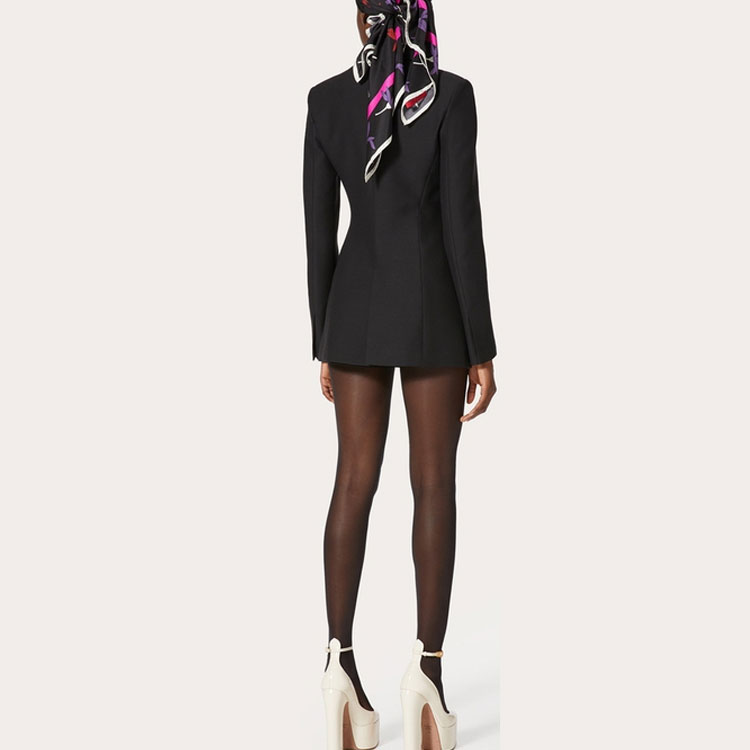 Shop (W) Valentino 修身黑色花卉刺繡西裝外套 XB3CE2Q71CFK92