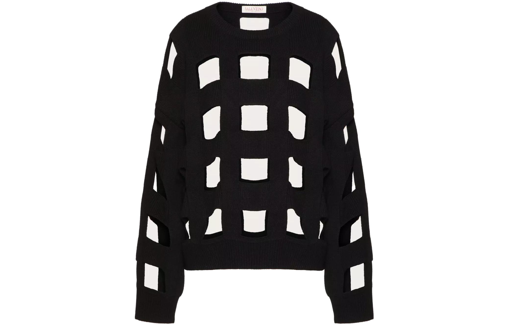 Order (W) Valentino Sweater Hitam Solid Warna Hollow Pullover 3B0KC49J8910NO