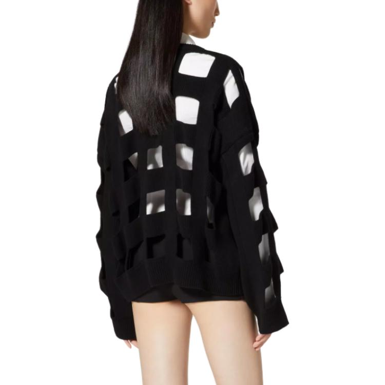 Lookbook (W) Valentino Sweater Hitam Solid Warna Hollow Pullover 3B0KC49J8910NO