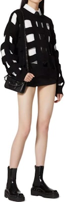 (W) ヴァレンティノ ソリッドカラー ホロウ プルオーバー セーター ブラック 3B0KC49J8910NO Shop (W) ヴァレンティノ ソリッドカラー ホロウ プルオーバー セーター ブラック 3B0KC49J8910NO