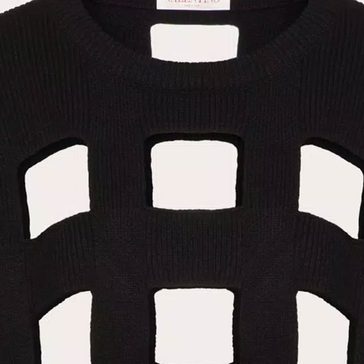 Purchase (W) Valentino Sweater Hitam Solid Warna Hollow Pullover 3B0KC49J8910NO