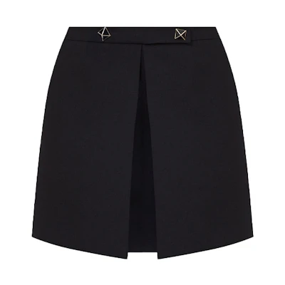 (Women) Valentino Solid Ruched Mini Skirt Black Casual Fashion. XB3RA8D56LR0NO