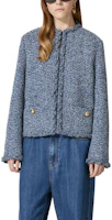 Lookbook (W) Valentino SS24 靛藍色粗花呢長袖外套隱藏鈕扣 BCE27R8SBZ7R
