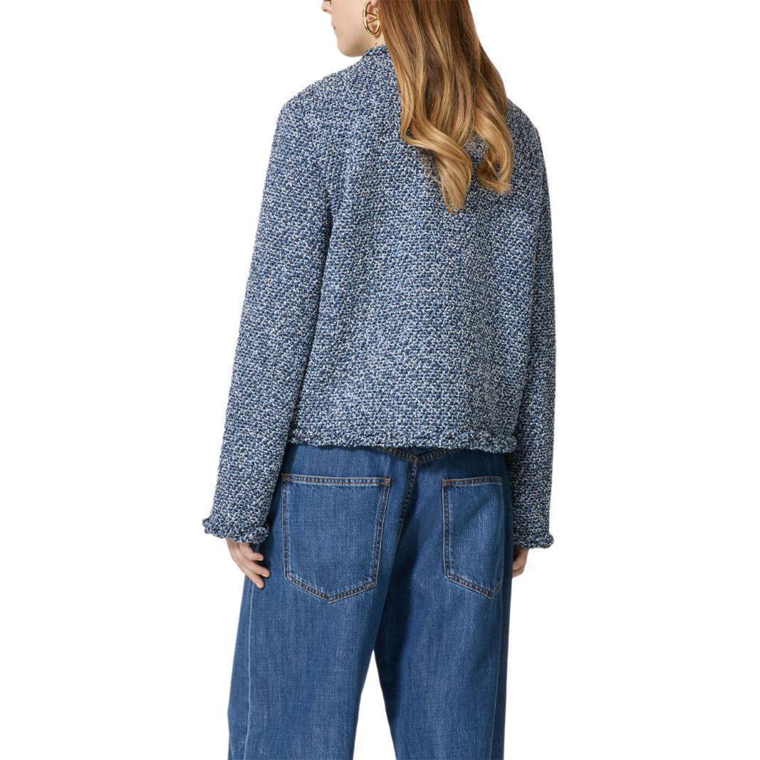 Shop (W) Valentino SS24 靛藍色粗花呢長袖外套隱藏鈕扣 BCE27R8SBZ7R