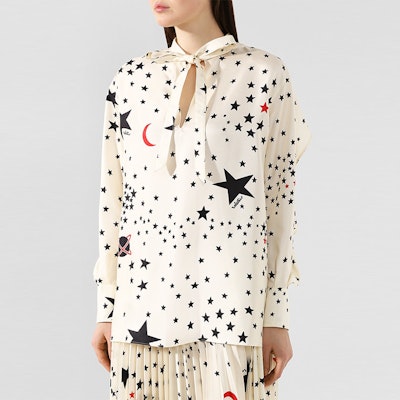 (W) Valentino 白色星星印花長袖襯衫搭配領結 TB3AE4E554YAM0 Lookbook (W) Valentino 白色星星印花長袖襯衫搭配領結 TB3AE4E554YAM0