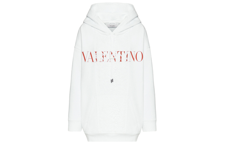 (Women) Valentino Alphabet Pattern Hoodie Women’s White Long Sleeve. WB3MF10S6FUA33