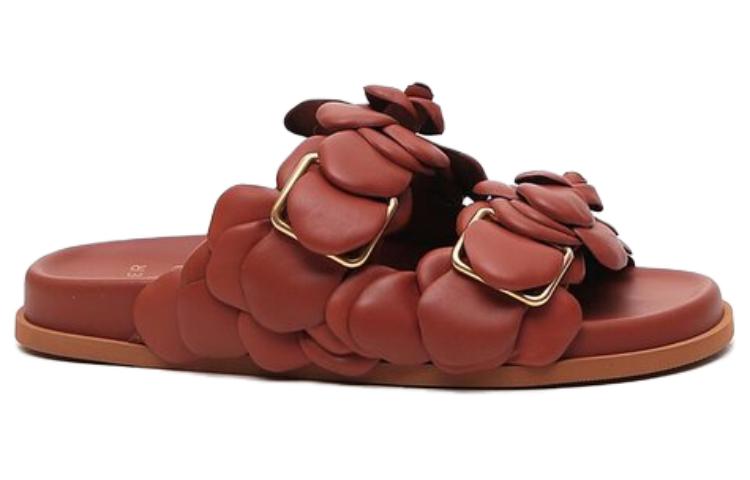 Lookbook 華倫天奴 皮革平底拖鞋 女款 棕色