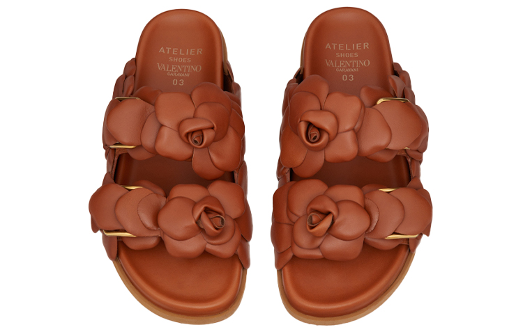 Purchase 華倫天奴 皮革平底拖鞋 女款 棕色