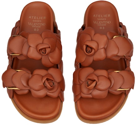 華倫天奴 皮革平底拖鞋 女款 棕色 Purchase 華倫天奴 皮革平底拖鞋 女款 棕色