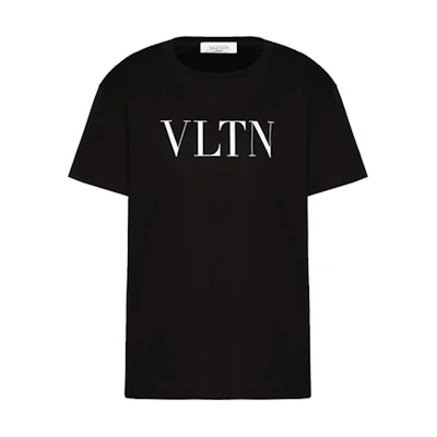 (Women) Valentino Black Logo Print Color Block Crew Neck T-Shirt TB3MG07D3V60NI