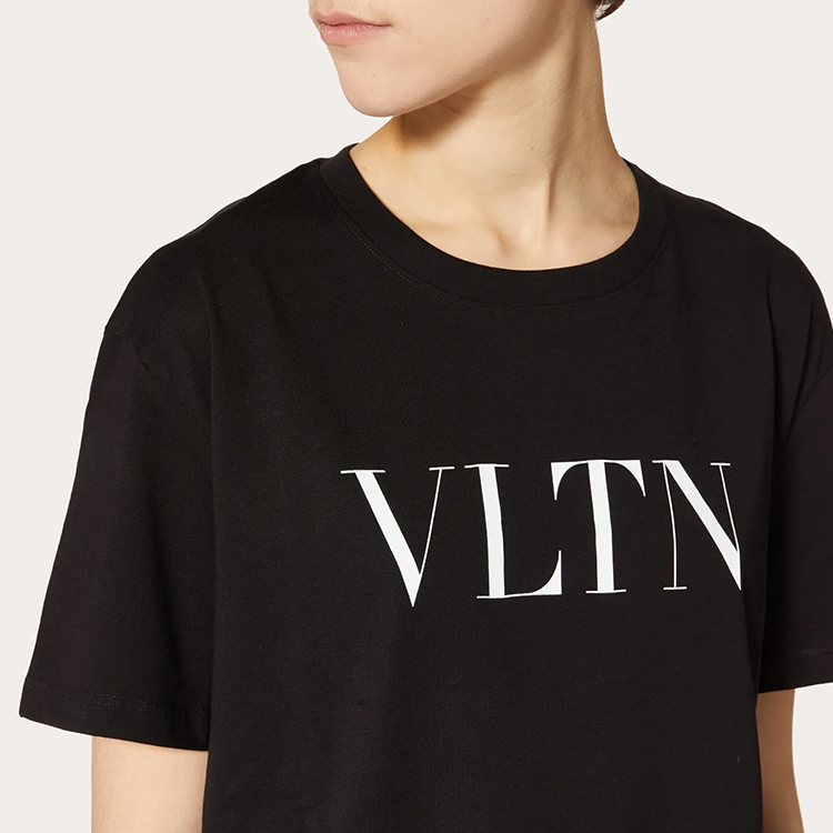 Details for (W) 발렌티노 블랙 로고 프린트 컬러 블록 크루넥 티셔츠 TB3MG07D3V60NI