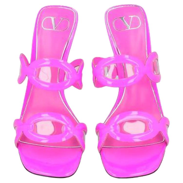 Purchase Valentino瓦倫蒂諾 粗跟方頭 時尚涼鞋 女款 粉色