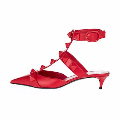 (W) Valentino Bow Embellished Leather High-Top Sneaker 'Red'