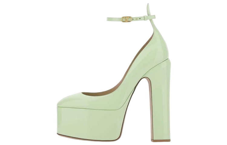 (W) Valentino Buckle 'Fashion Chunky High Heel Green'