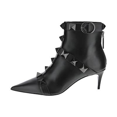 (W) Valentino Calfskin Ankle Boot 'Black Fashion Casual'