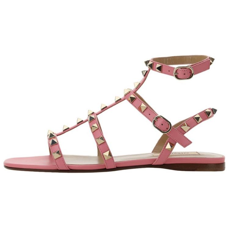 (W) Valentino Calfskin Buckle Flat 'Fashion Pink Slide'