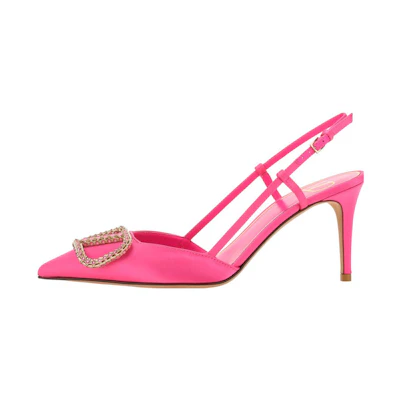 (W) Valentino Calfskin Buckle Stiletto Sandals 'Pink Fashion'