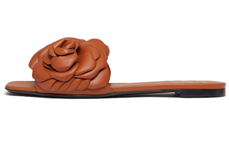 (Women) Valentino Calfskin Flat Sandal 'Brown' VW2S0AR3YUS0CR