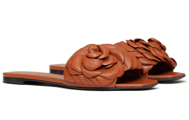 (W) Valentino Calfskin Flat Sandal 'Brown' 圖 3