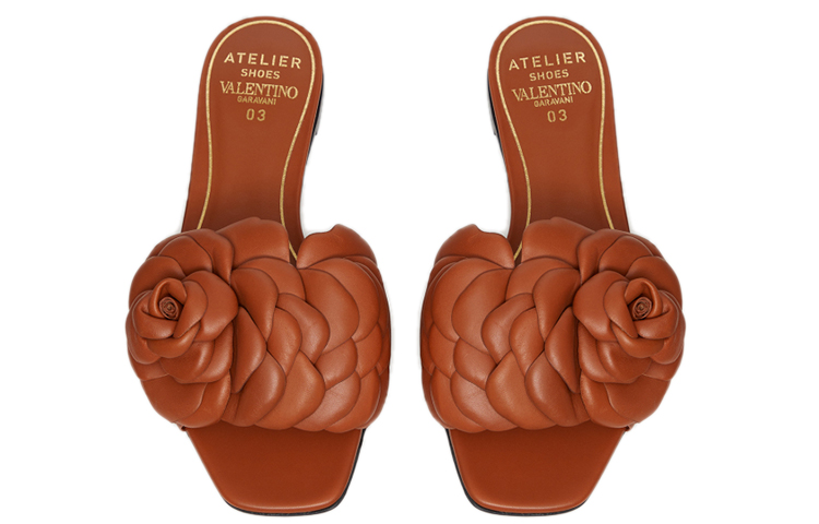 (W) Valentino Calfskin Flat Sandal 'Brown' 圖 4
