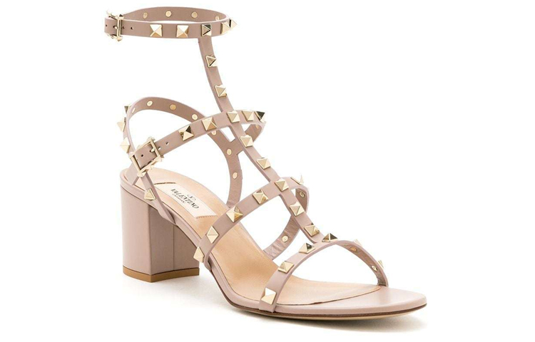 Order (W) (女性) ヴァレンティノ カーフスキン オープントゥ バックル ブロックヒール サンダル 'ピンク' 1W2S0491VBPP45 1W2S0491VBPP45