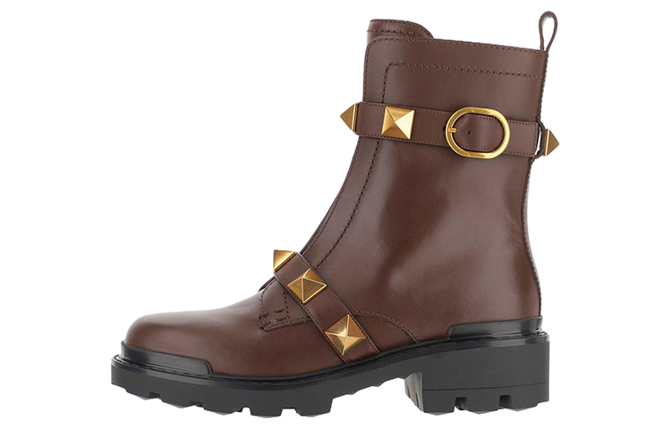 (W) Valentino Calfskin Stud Ankle Boot 'Brown'